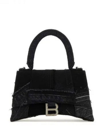 Denim Patchwork Small Hour Glass Bag - BALENCIAGA - BALAAN 1