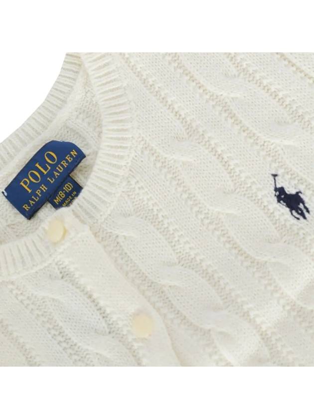 Kids Pony Logo Cable Cardigan White 737911 045 - POLO RALPH LAUREN - BALAAN 4