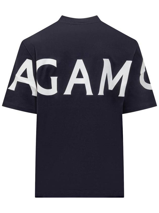 Big Logo Cotton Short Sleeve T-Shirt Navy - SALVATORE FERRAGAMO - BALAAN 3