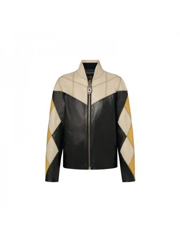 Harlequin Sleeve Leather Jacket Black Beige - LOUIS VUITTON - BALAAN 1