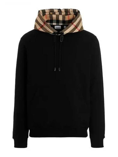 Check Hood Cotton Hoodie Black - BURBERRY - BALAAN 2