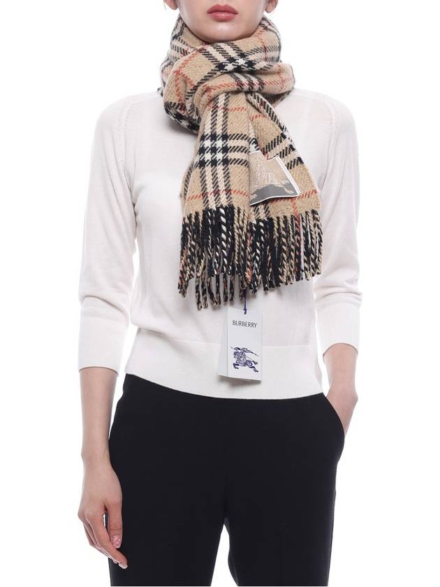 Check Reversible Wool Cashmere Scarf Sand - BURBERRY - BALAAN 4