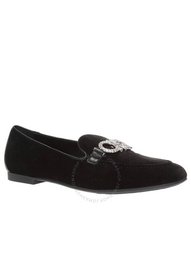 Velvet Crystal Gancini Loafers Black - SALVATORE FERRAGAMO - BALAAN 3