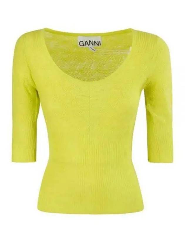 Merino Wool Knit Top Green - GANNI - BALAAN 2