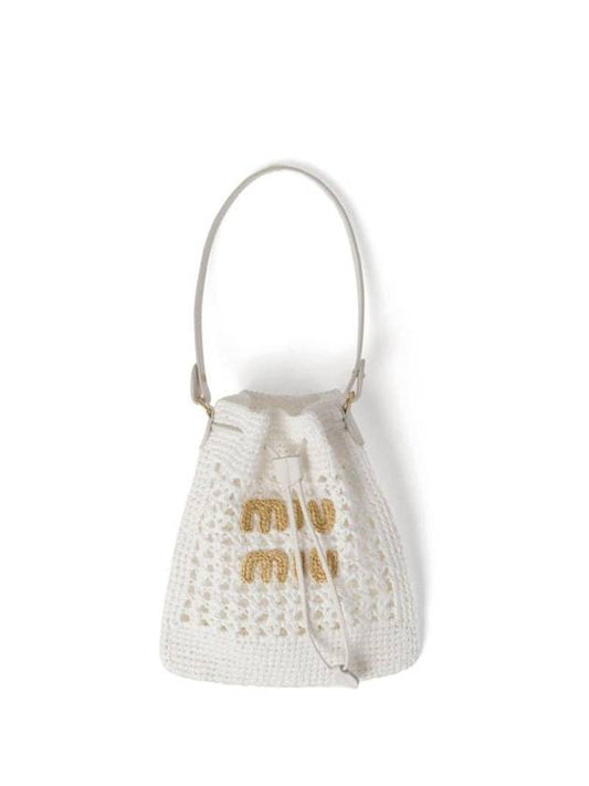 Woven Fabric Mini Bucket Bag White - MIU MIU - BALAAN 1