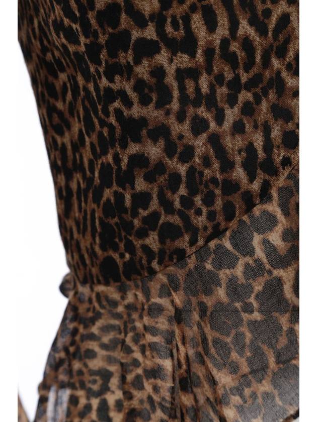 leopard ruffle long sleeve blouse - SAINT LAURENT - BALAAN 6