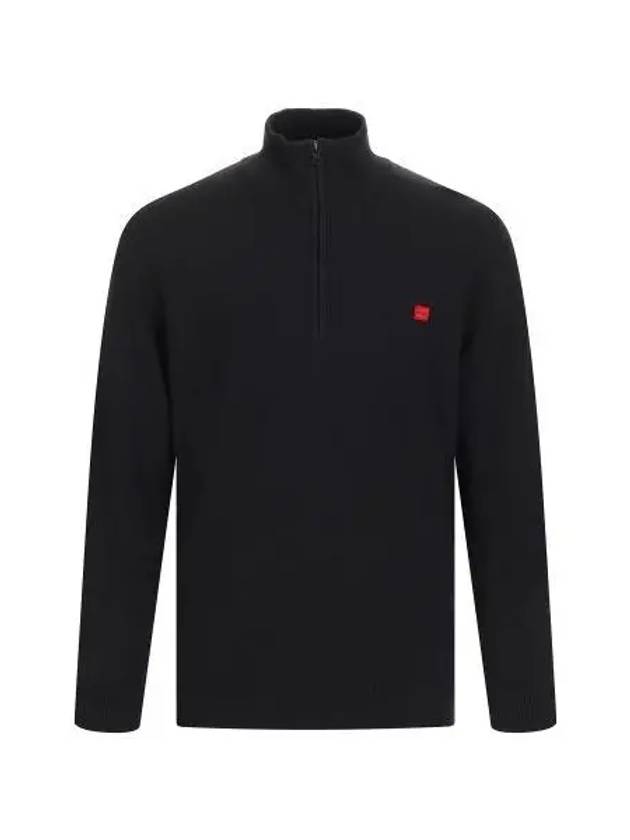 Logo Patch Half Zip-Up Knit Top Black - HUGO BOSS - BALAAN 2