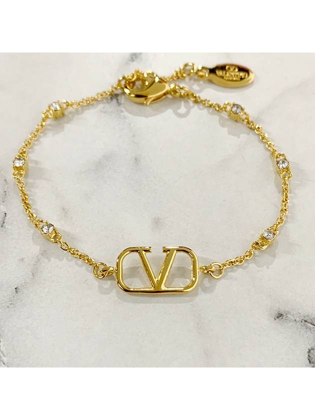 Signature Metal Swarovski Crystal Bracelet Gold - VALENTINO - BALAAN 5