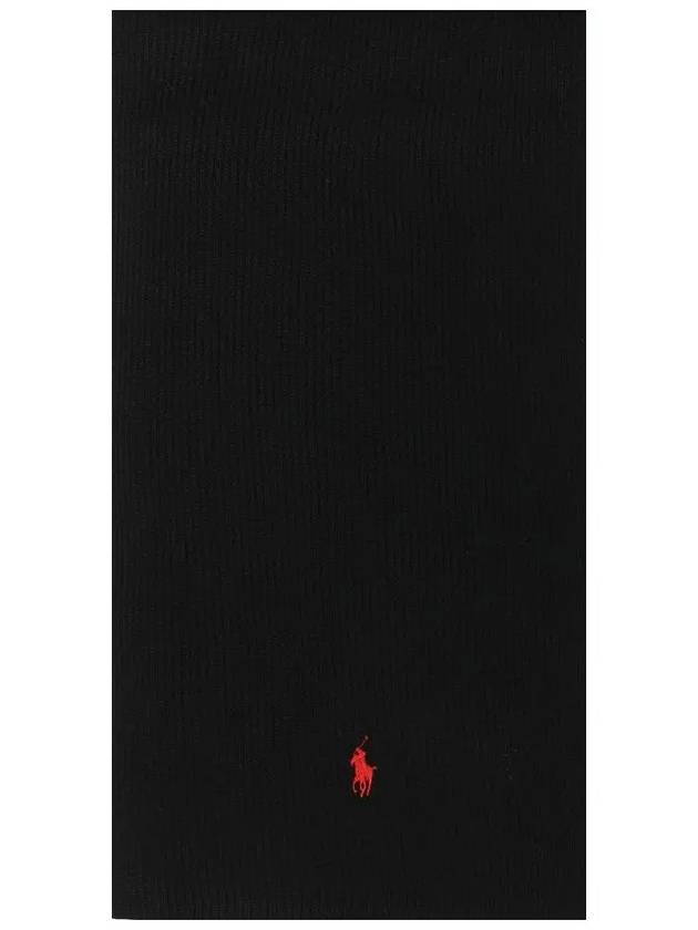 Embroidered Pony Logo Ribbed Muffler Black - POLO RALPH LAUREN - BALAAN 2