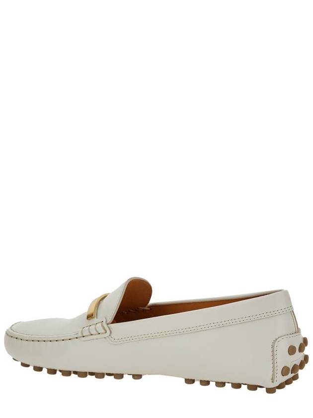 White Loafers With Logo Plaque And Rubber Sole In Leather Woman - TOD'S - BALAAN 3