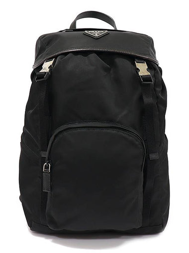 1BZ039 Black Tesuto Pocono Nylon Silver Triangle Logo Bella Backpack - PRADA - BALAAN 1