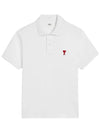 Heart Logo Polo Shirt White - AMI - BALAAN 2