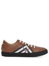 Chevron Check Leather Low Top Sneakers Brown - BURBERRY - BALAAN 2