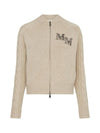 Women's Crystal Logo Wool Cashmere Zip-Up Cardigan Beige - MAX MARA - BALAAN 1