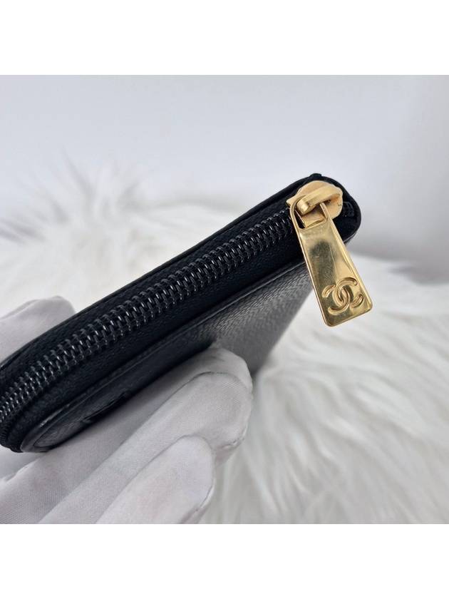 Caviar zipper long wallet black - CHANEL - BALAAN 7