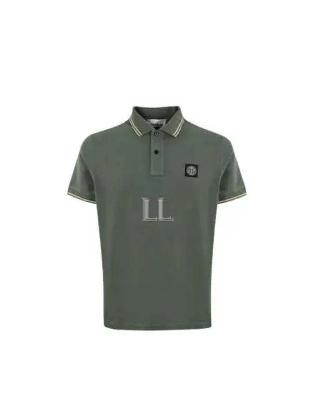 Stretch Cotton Pique Short Sleeve Polo Shirt Dark Green - STONE ISLAND - BALAAN 2