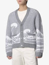 Wave Print Knit Cardigan Grey - THOM BROWNE - BALAAN 2