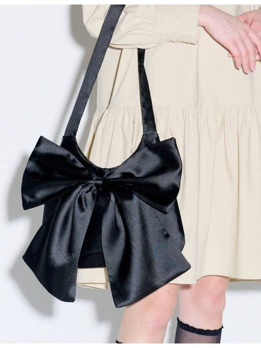 Big Ribbon Satin Shoulder Bag Black - OPENING SUNSHINE - BALAAN 1