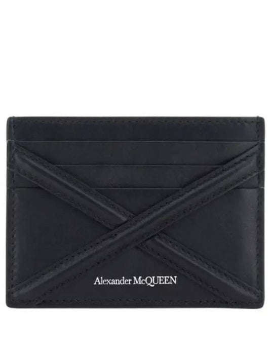 Harness Logo Print Calfskin Card Wallet Black - ALEXANDER MCQUEEN - BALAAN 2