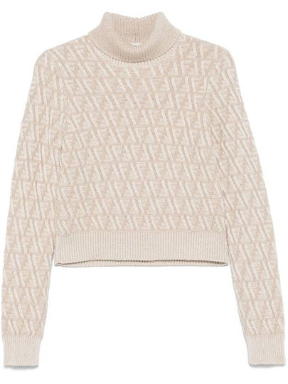 Turtleneck Knit Top Beige - FENDI - BALAAN 2