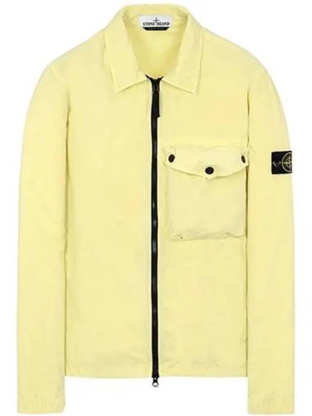 Men's Old Effect Overshirt Zip-Up Jacket Lemon - STONE ISLAND - BALAAN 1