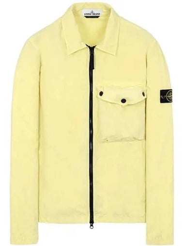 Men's Old Effect Overshirt Zip-Up Jacket Lemon - STONE ISLAND - BALAAN 1