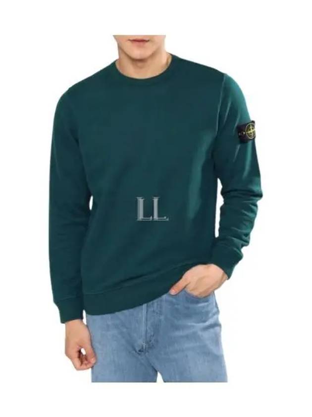 Brushed Cotton Fleece Garment Dyed Crewneck Sweatshirt Dark Teal Green - STONE ISLAND - BALAAN 2