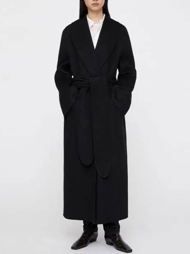 Robe Belt Wool Single Coat Black - TOTEME - BALAAN 2