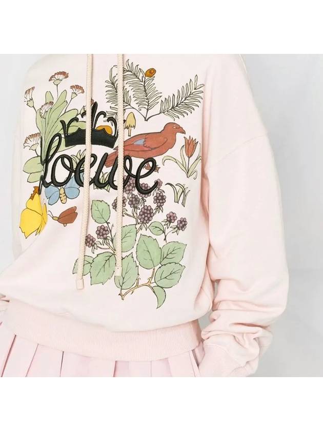 Herbarium Embroidered Cotton Hoodie Baby Pink - LOEWE - BALAAN 4