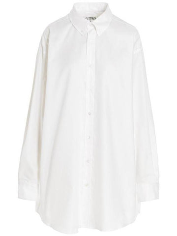 Oversized Fit Oxford Long Sleeve Shirt White - MAISON MARGIELA - BALAAN.