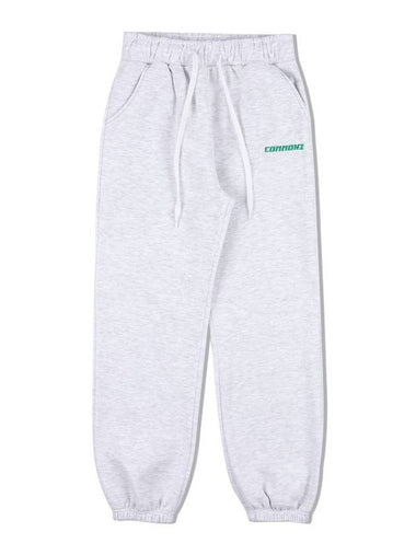 Soft Embroidered Logo Training Jogger Pants White Melange - COMMONZ - BALAAN 1