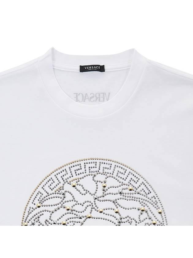 Studded Medusa Crop Short Sleeve T-Shirt White - VERSACE - BALAAN 4