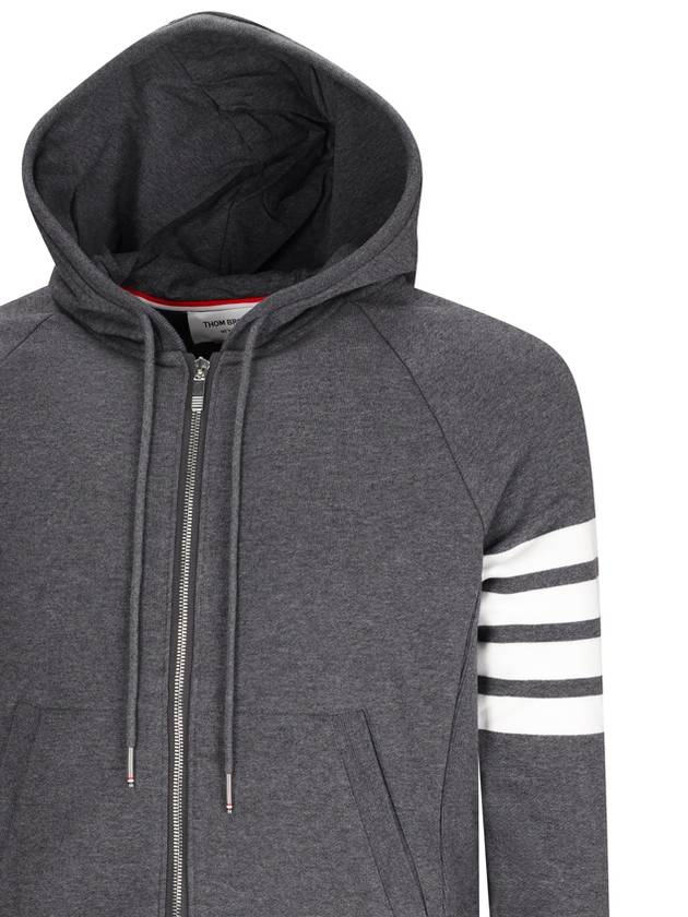 Engineered 4 Bar Diagonal Zip Up Hoodie Dark Grey - THOM BROWNE - BALAAN 4