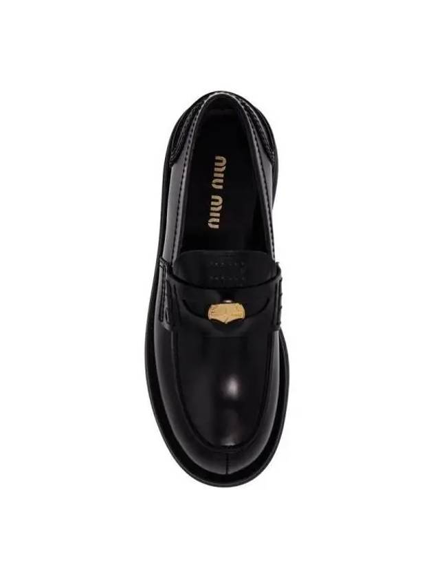 Brushed Chunky Platform Penny Leather Loafer Black - MIU MIU - BALAAN 3