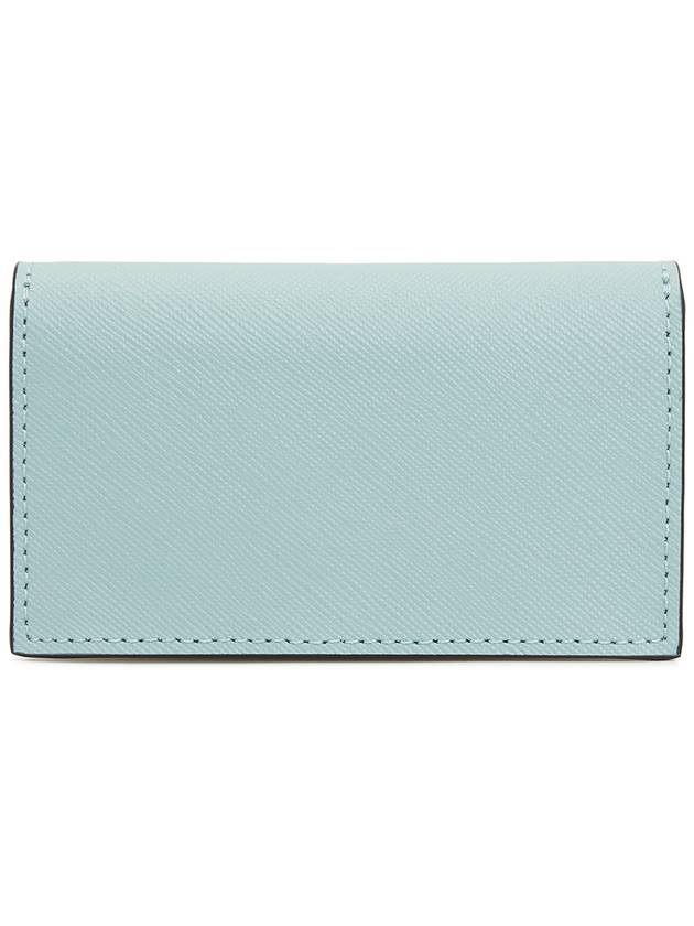 Logo Color Block Saffiano Card Wallet Aquamarine - MARNI - BALAAN 3