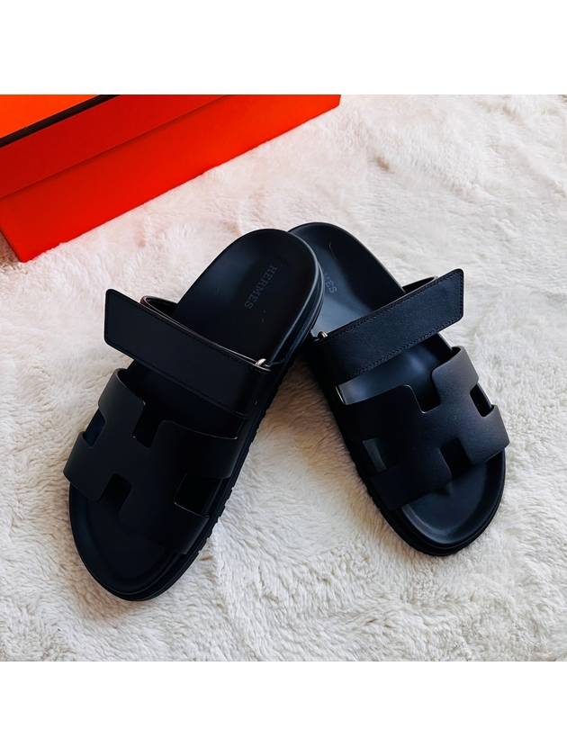 Chypre Calfskin Sandals Black - HERMES - BALAAN 5