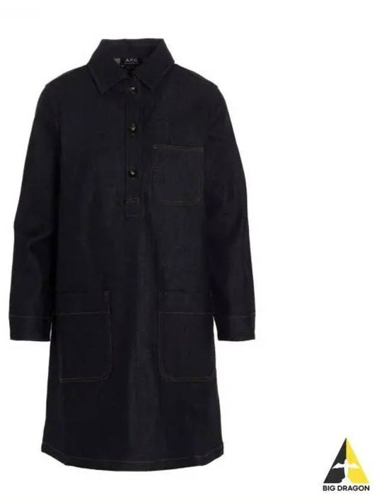 Aurelia Denim Shirt Short Dress Blue - A.P.C. - BALAAN 2