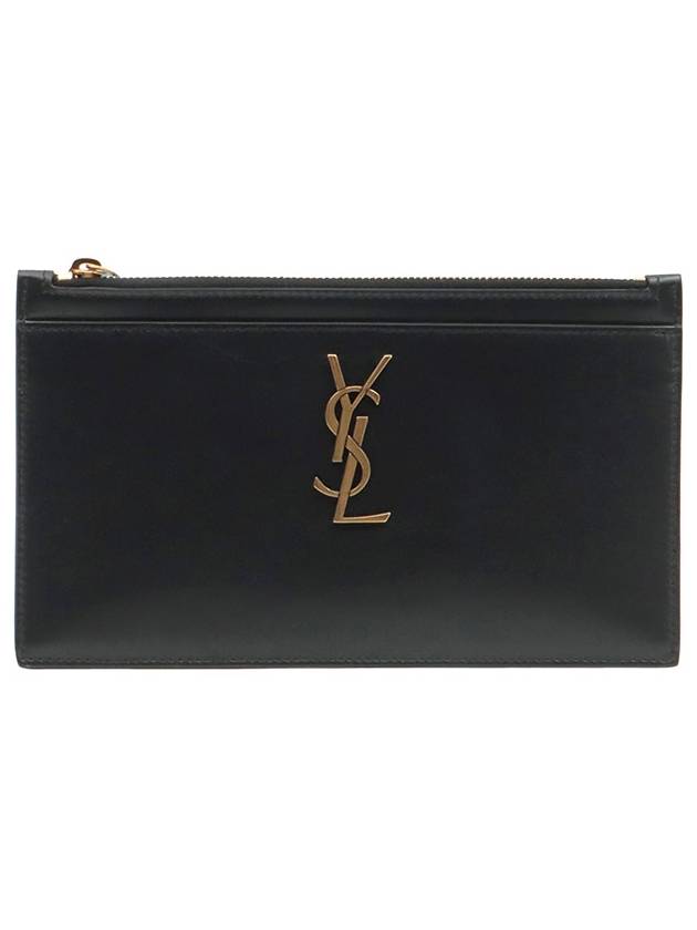 Black Smooth Calfskin Gold Monogram Bill Pouch 636316 - SAINT LAURENT - BALAAN 1