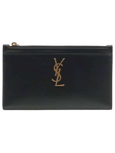 Black smooth calfskin gold plated monogram bill pouch - SAINT LAURENT - BALAAN 1