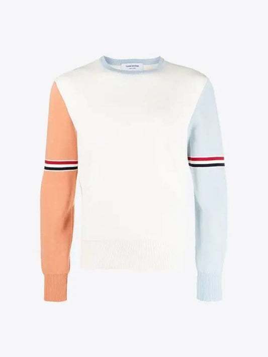 RWB Striped Crew Neck Knit Top White - THOM BROWNE - BALAAN 2