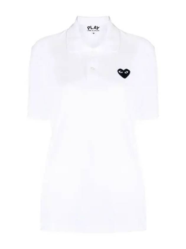 Comme des Garçons Black Heart Short Sleeve Collar TShirt AZ T066 051 2 - COMME DES GARCONS PLAY - BALAAN 1