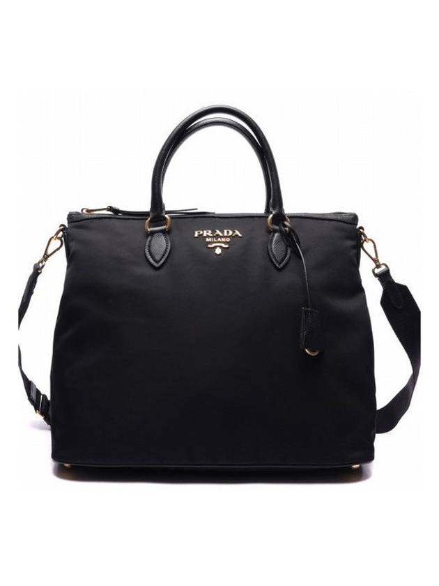 Tessuto Nylon Saffiano Tote Shoulder Bag Black - PRADA - BALAAN 1