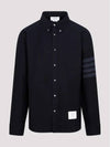 Men's 4 Bar Tech Twill Button Down Long Sleeve Shirt Navy - THOM BROWNE - BALAAN 2