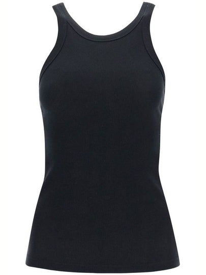 Women's Curved Ribbed Cotton Sleeveless Black - TOTEME - BALAAN 2