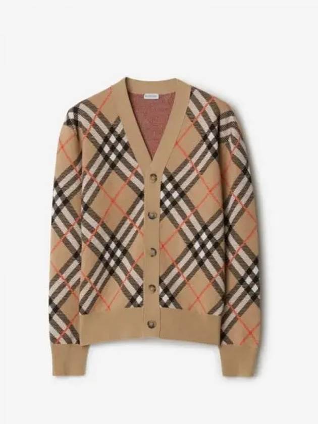 Check Wool Mohair Blend Cardigan Sand - BURBERRY - BALAAN 2