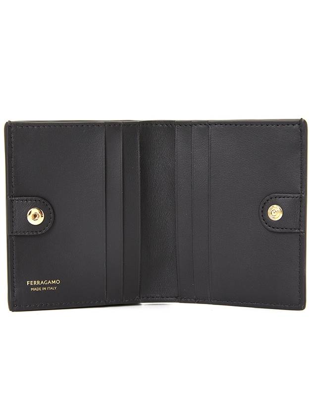 Gancini Compact Half Wallet Black - SALVATORE FERRAGAMO - BALAAN 6