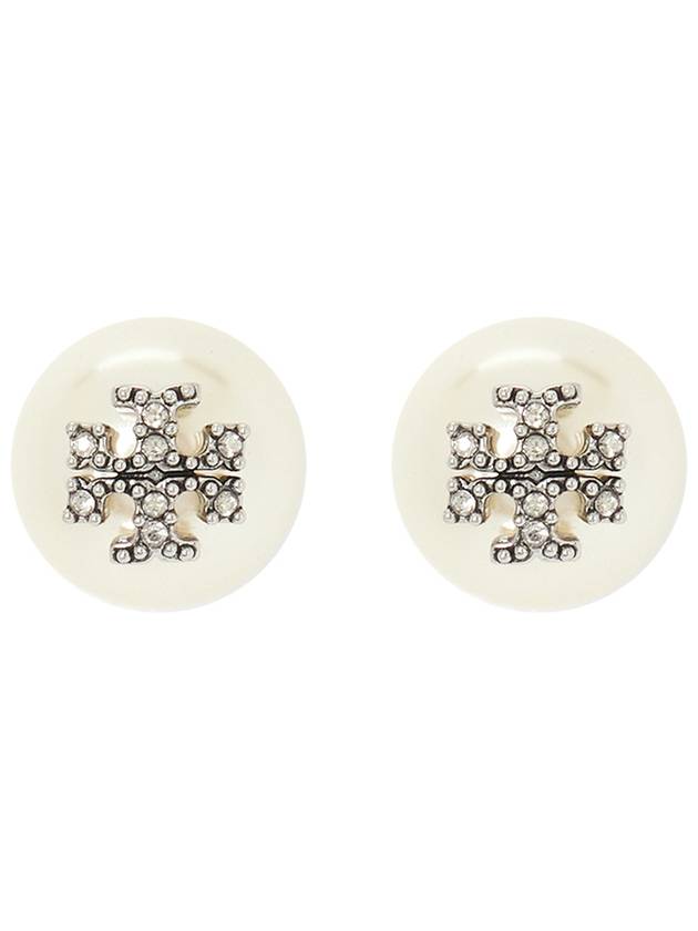 Kira Pearl Stud Earrings Silver White - TORY BURCH - BALAAN 3