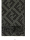 FF Motif Fringe Cashmere Scarf Green - FENDI - BALAAN 5