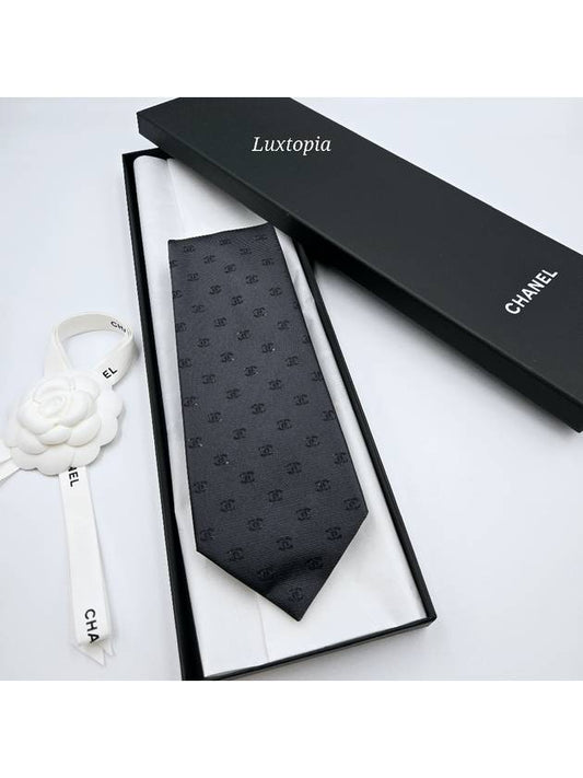 Men s Tie CC Logo Black Silk AAA341 - CHANEL - BALAAN 1