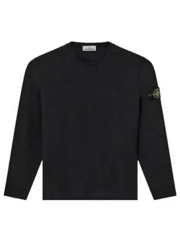 Men's Wappen Patch Crewneck Knit Sweatshirt Black - STONE ISLAND - BALAAN 2